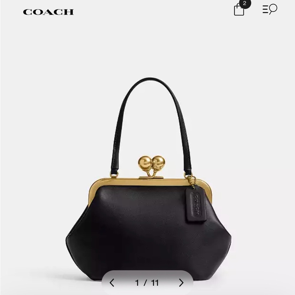 Coach Kisslock Frame Bag 16 in Black with Glovetanned Leather NWT￼